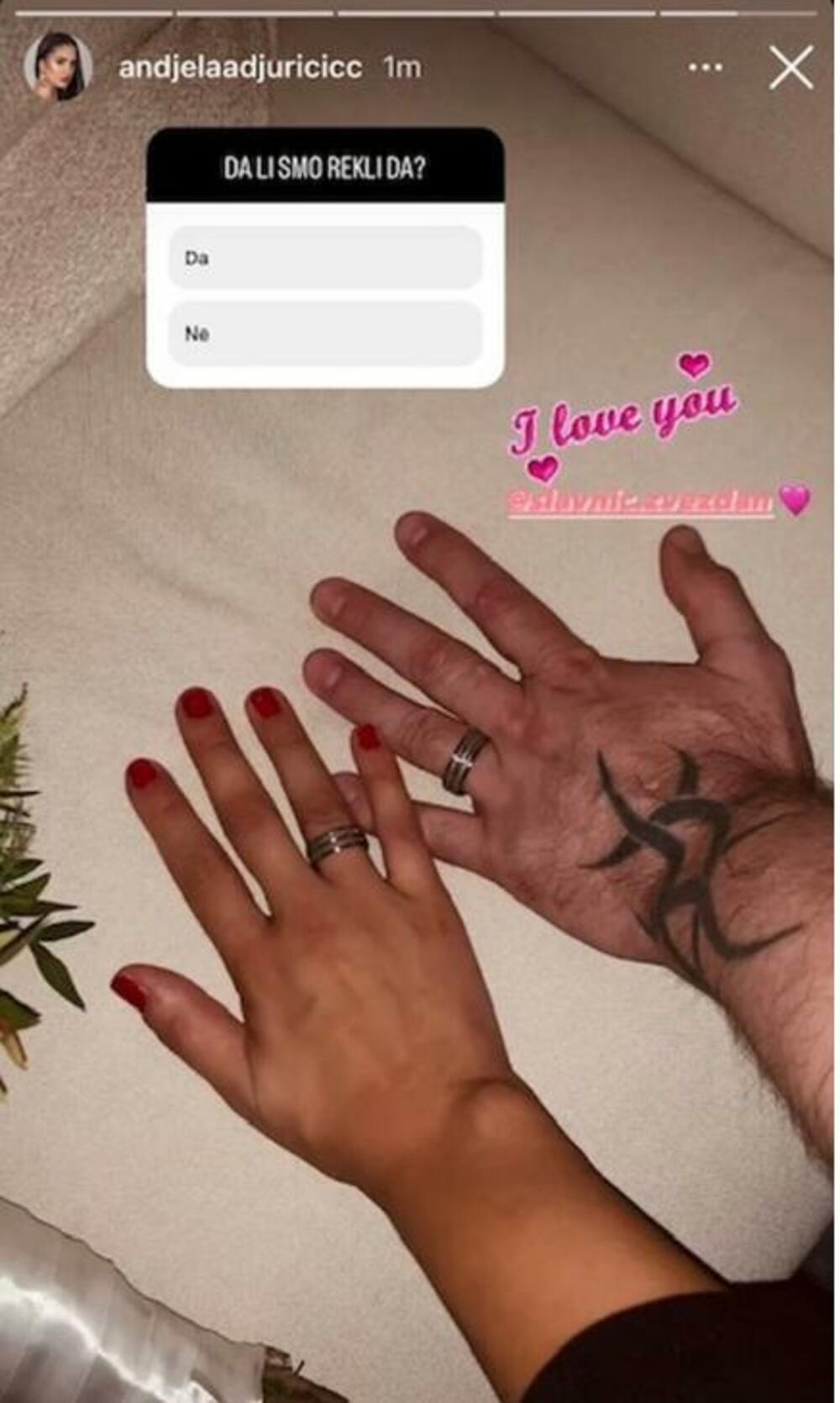 'Volim te', napisala je kratko bivša zadrugarka.