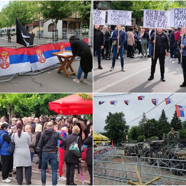 SRBI SE 10. DAN OKUPLJAJU ISPRED OPŠTINE U ZVEČANU: Nastavlja se miran protest, noć protekla mirno