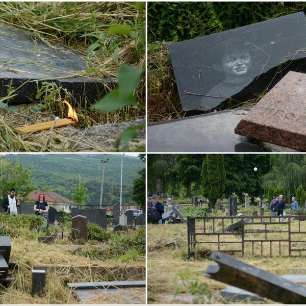 TUŽNE SLIKE SA GROBLJA U JUŽNOJ MITROVICI: Uništeni i oskrnavljeni gotovo svi spomenici, SRAMOTA! (FOTO)