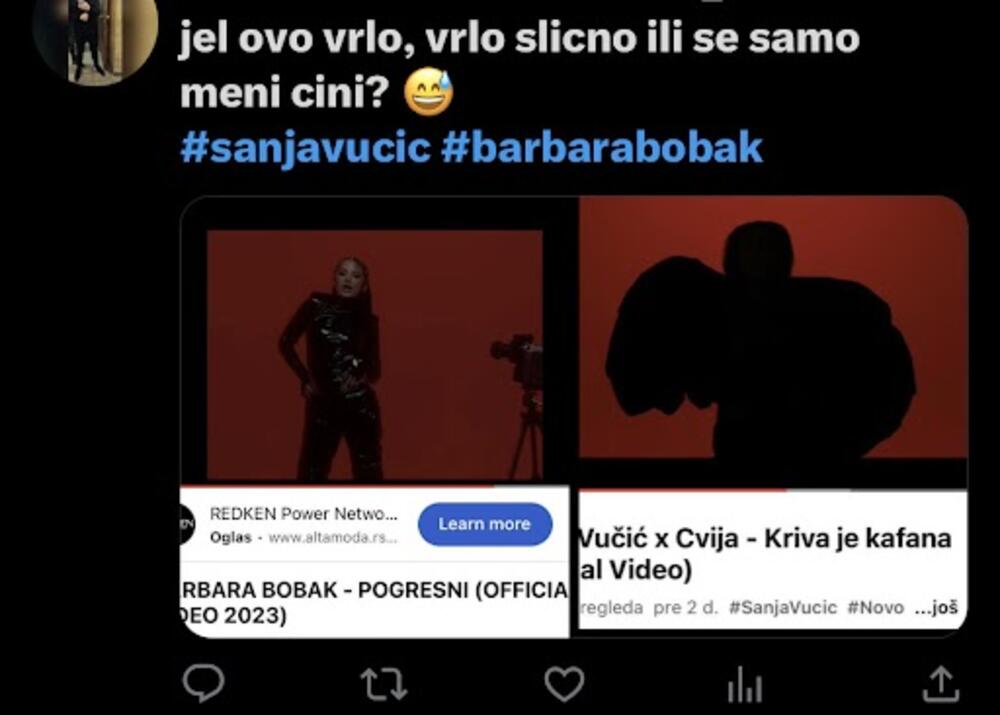 Pesme od Barbare i Sanje vrlo slične
