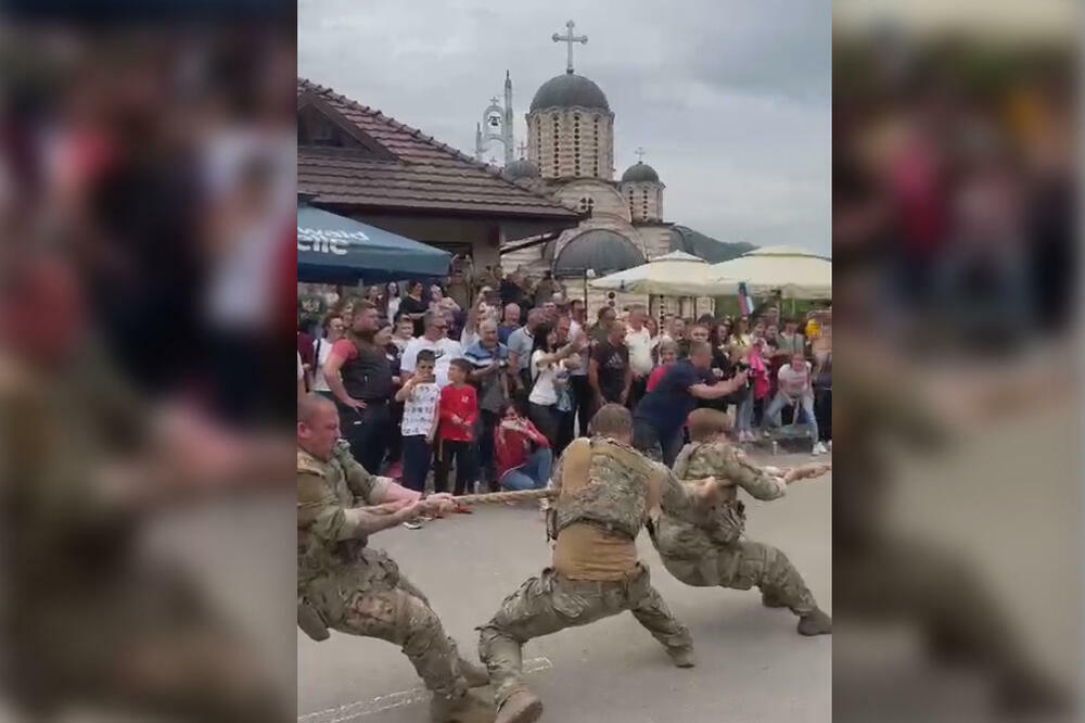 "RADNIČKE SPORTSKE IGRE" U LEPOSAVIĆU UZ BODLJIKAVU ŽICU: Srbi sa pripadnicima Kfora odmerili snage! (VIDEO)