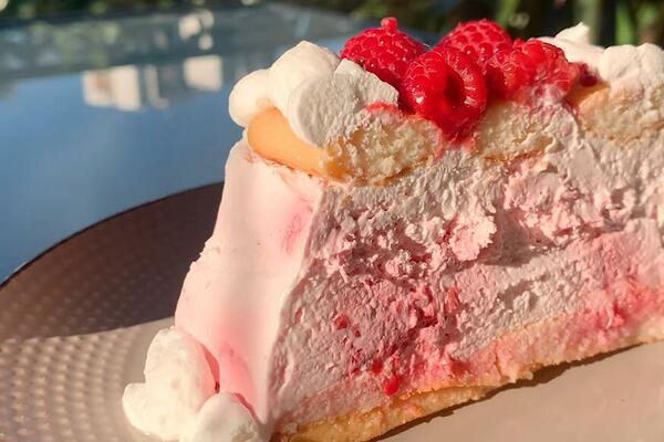 SLADOLED TORTA SA MALINAMA UŽIVANJE ZA SVA ČULA: Istovremeno SLADI i HLADI, a recept JEDNOSTAVAN