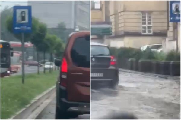 TOTALNI KOLAPS U JEDNOJ OD NAJPROMETNIJIH BEOGRADSKIH ULICA: Jedva se prolazi od VODE, a kiša ne prestaje (VIDEO)