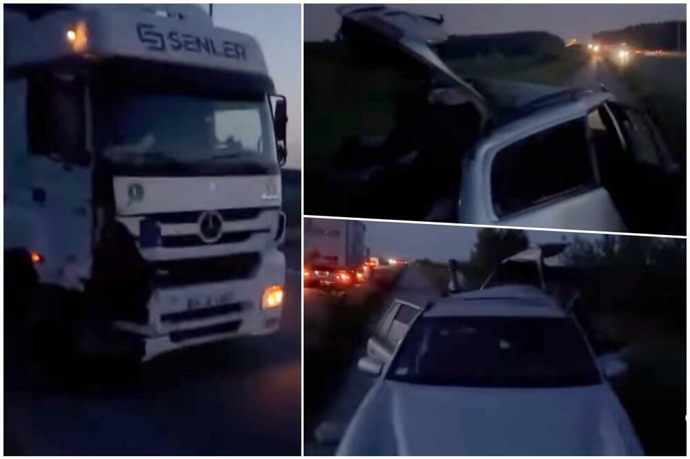 STRAVIČNA NESREĆA NA PUPINOVOM MOSTU: Čovek stao da promeni gumu, šleper naleteo u punoj brzini ali se desilo ČUDO