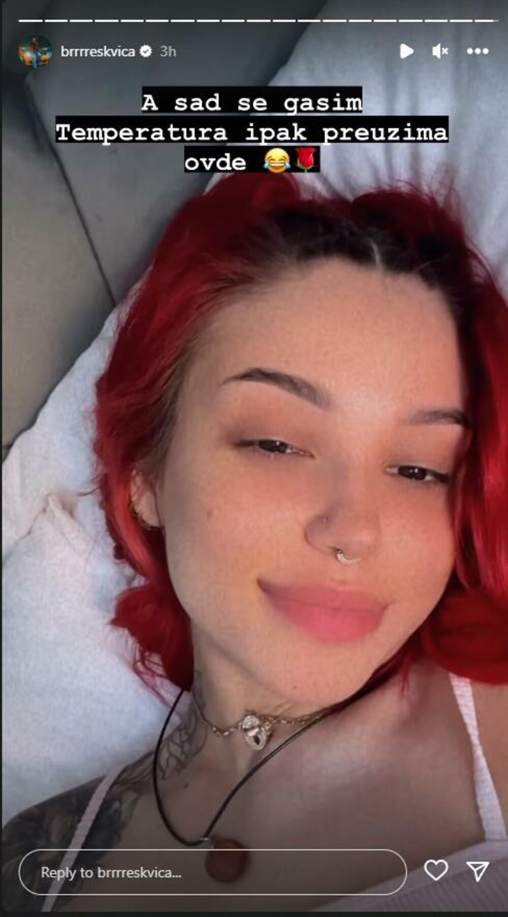 Na svom Instagramu napisala je da je loše zdravstveno