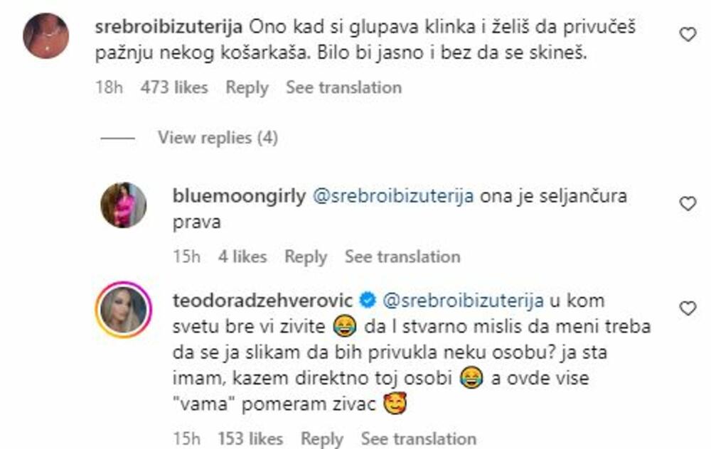 Teodora Džehverović odgovorila na prozivke
