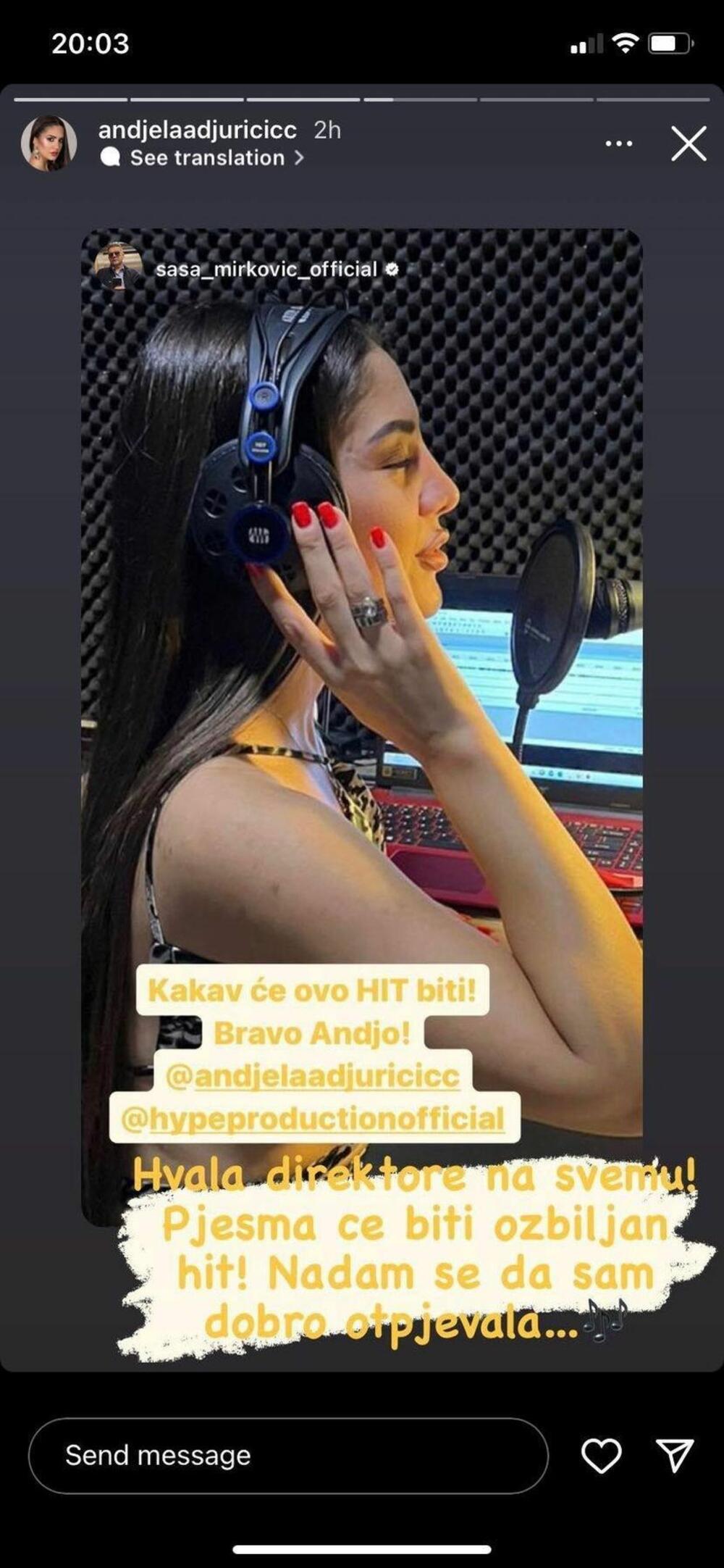 Poznata Crnogorka danas se pohvalila da snima svoju prvu pesmu i postaje pevačica.