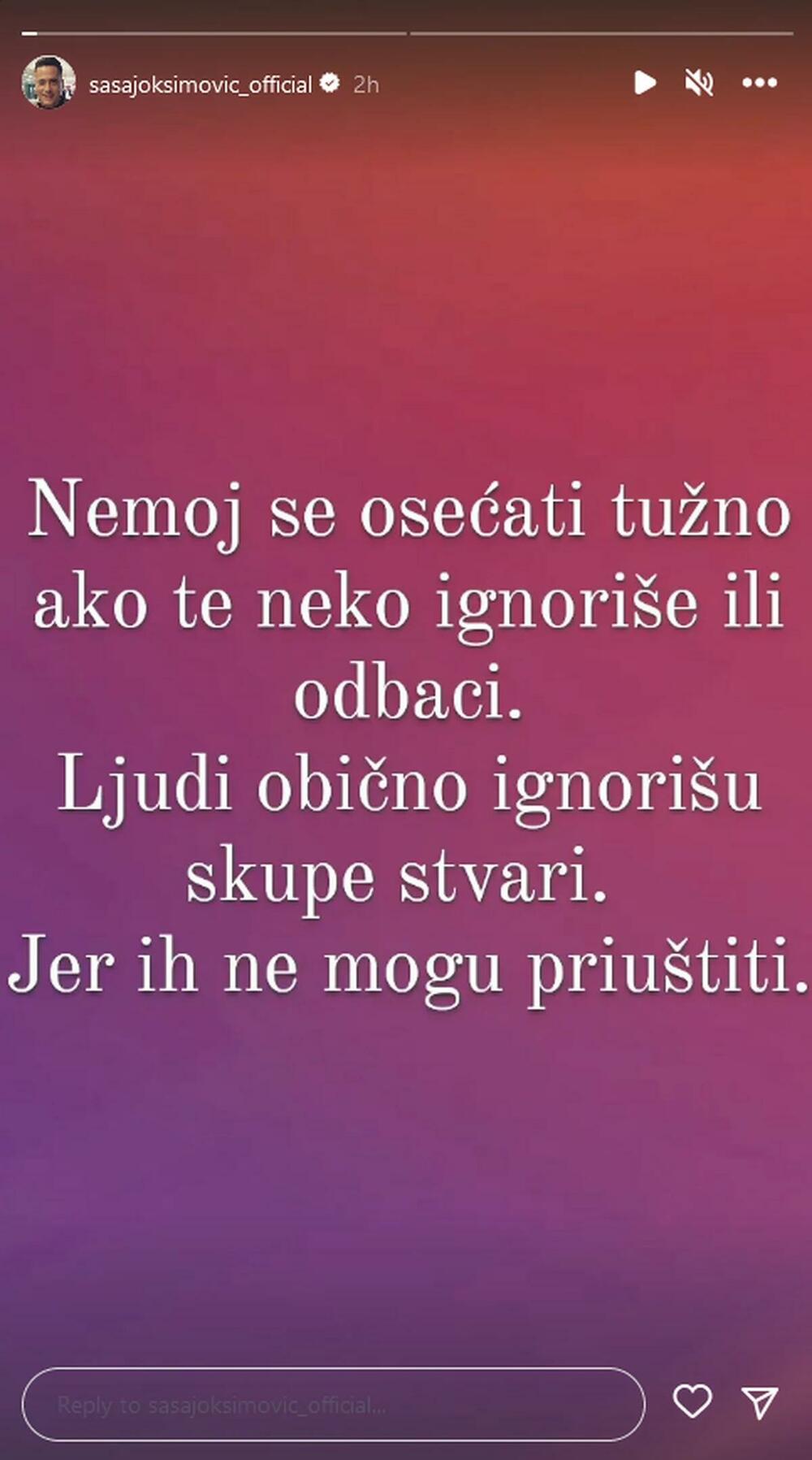 Objava Saše Joksimovića nakon razvoda