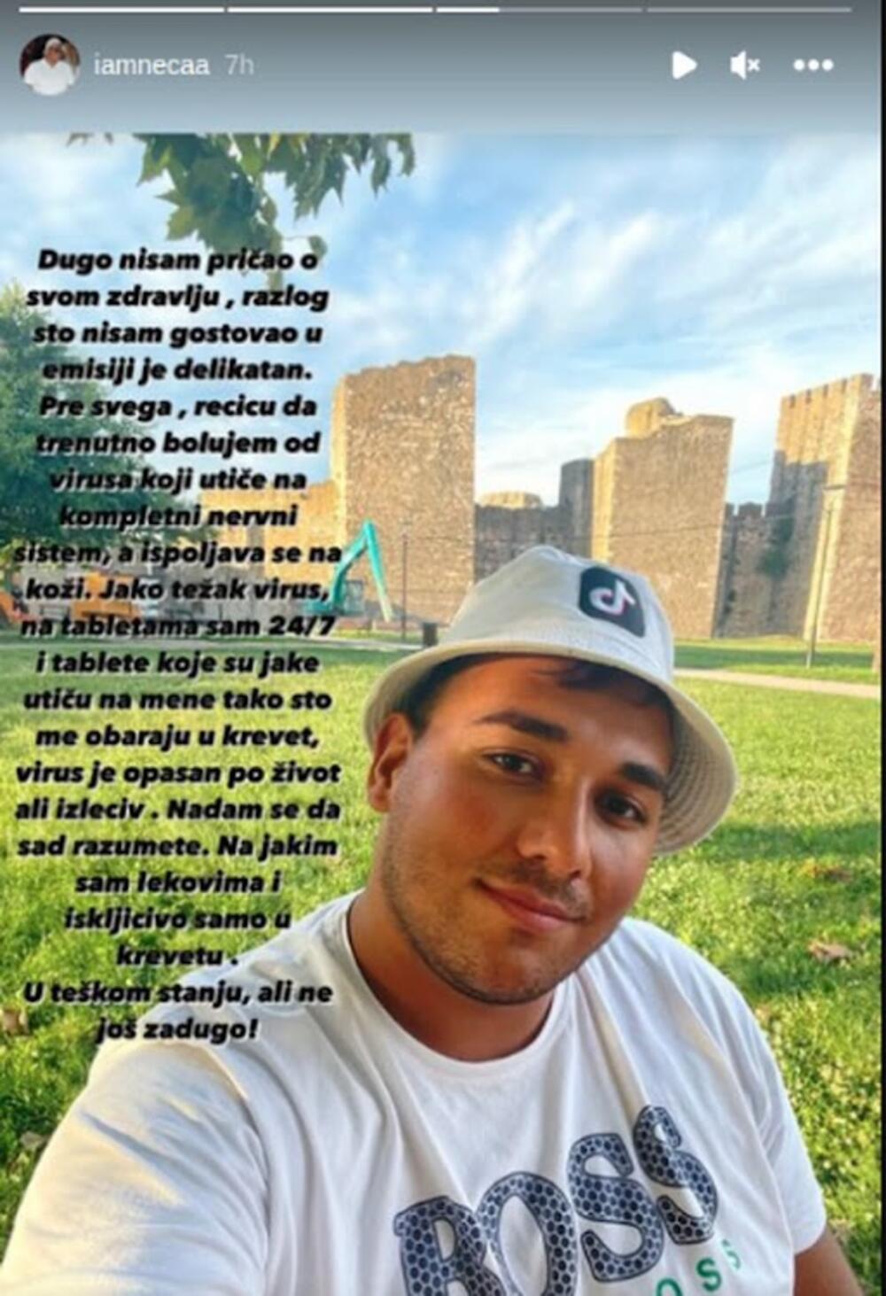 Lazić je otkrio da se bori sa virusom, koji je, kako on kaže, smrtonosan, ali izlečiv.