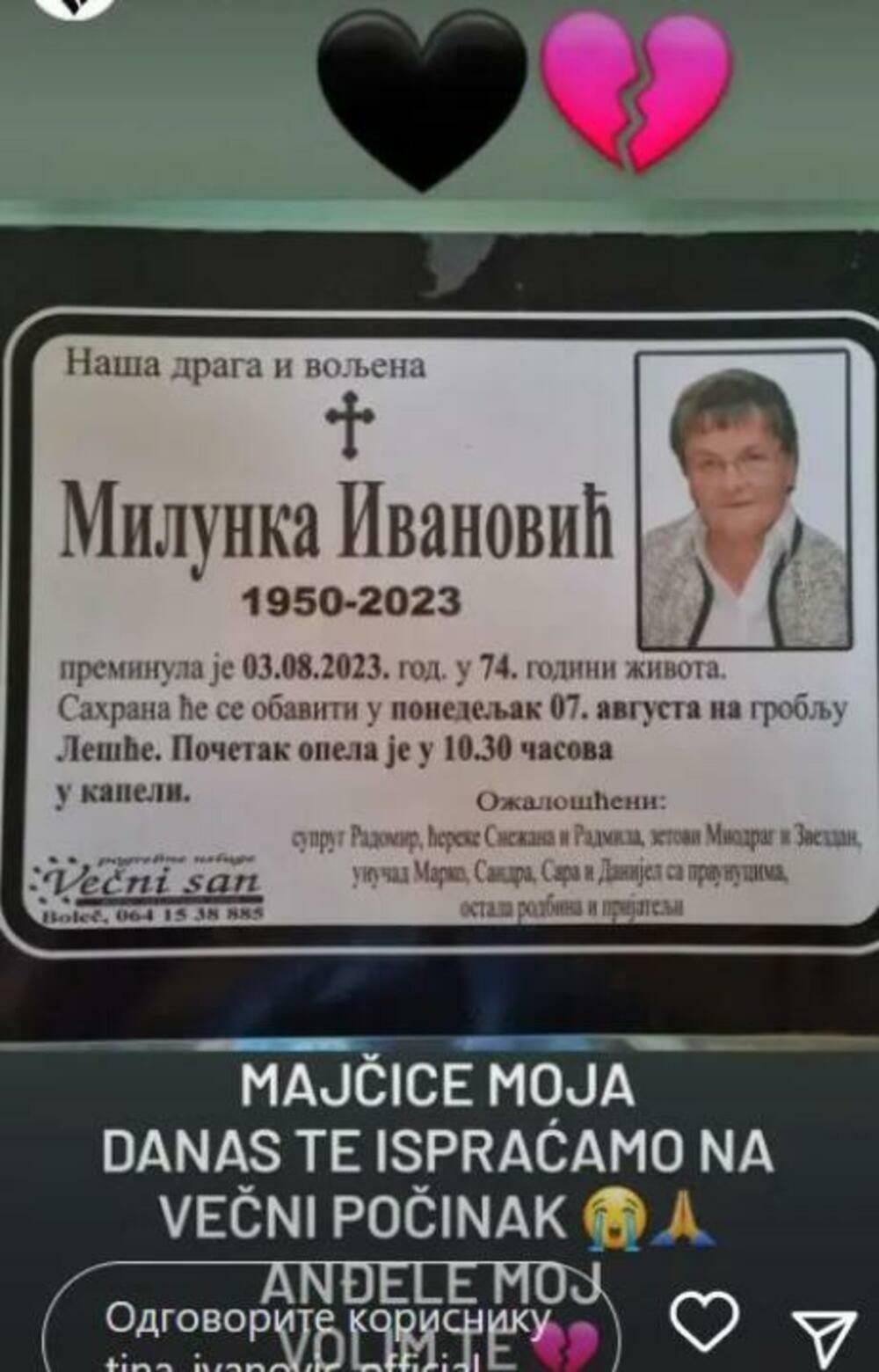 Brojne kolege i prijatelji javno su joj izjavili saučešće i uputili reči utehe i podrške.