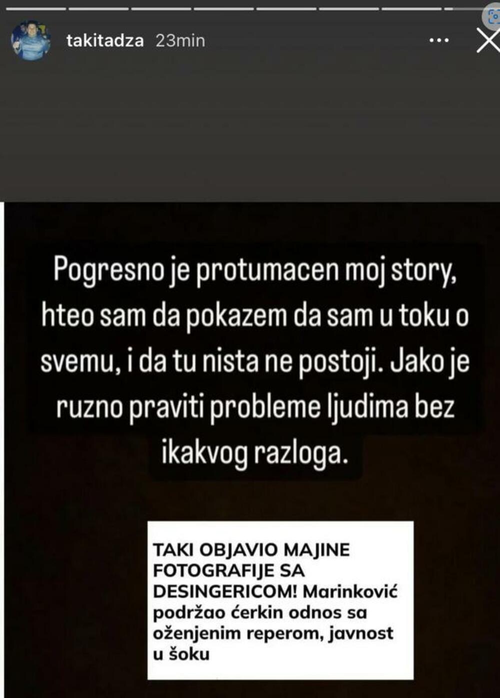 Objava Takija Marinkovića