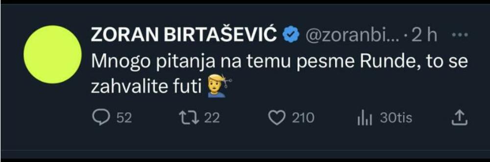 Objava Jeleninog PR-a Zorana Biritaševića