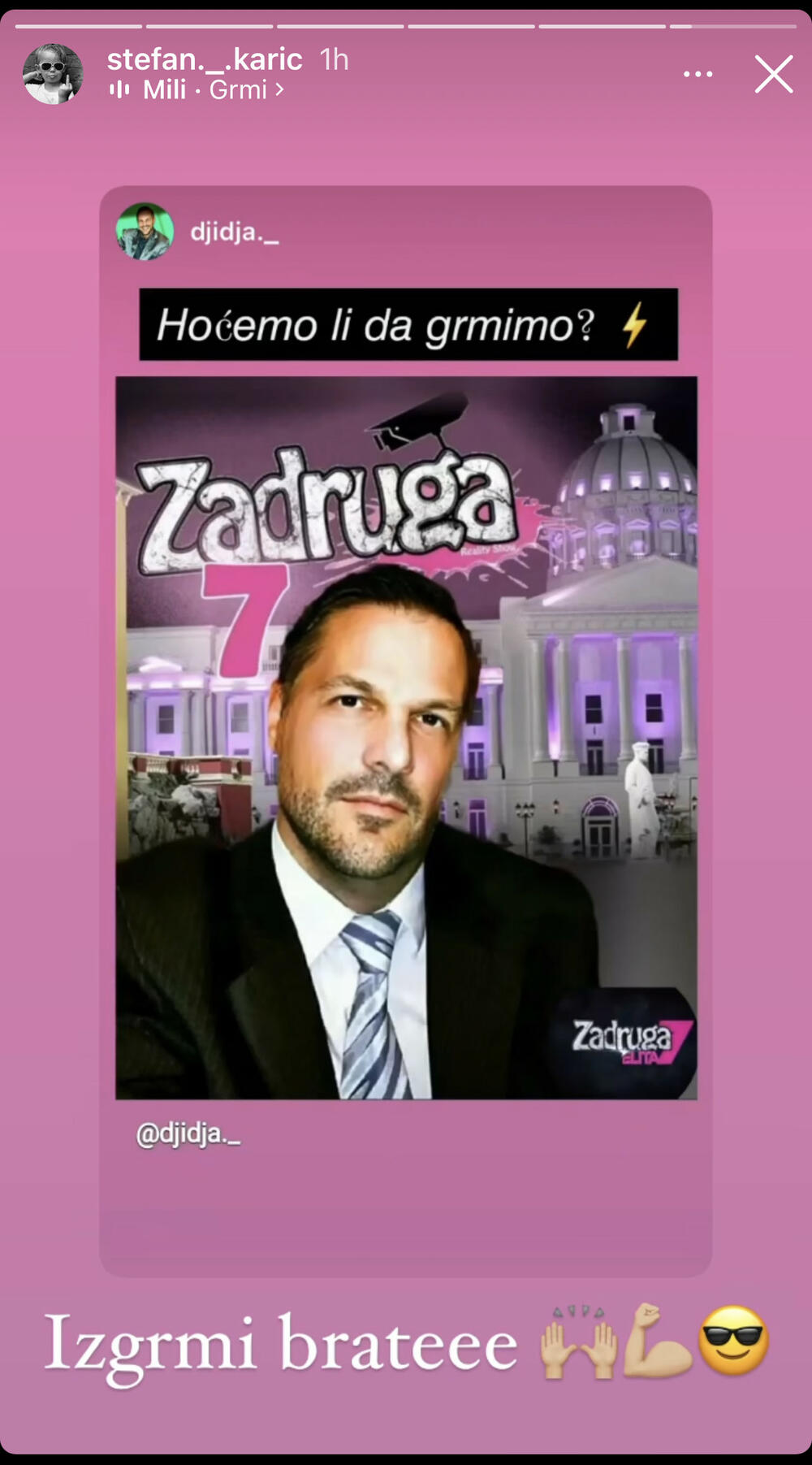 Objava Stefana Karića na Instagramu