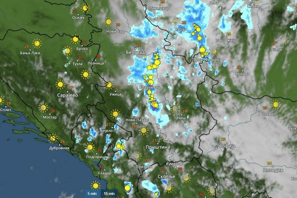 POGLEDAJTE GDE JE NEVREME U OVOM TRENUTKU: Najavljena VELIKA KOLIČINA KIŠE za kratko vreme (FOTO)