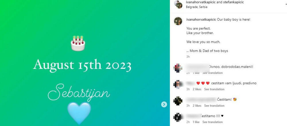 Ivana i Stefan Kapičić dobili drugog sina