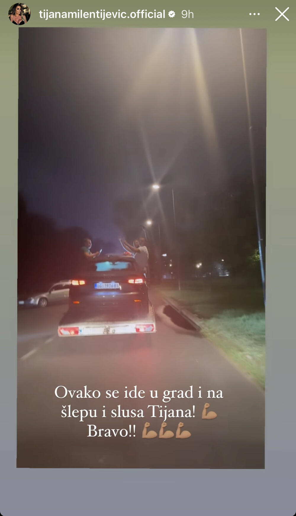 Njena objava na Instagramu