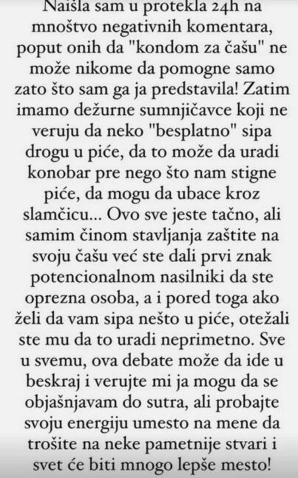 Mina Vrbaški o kondomu za čašu