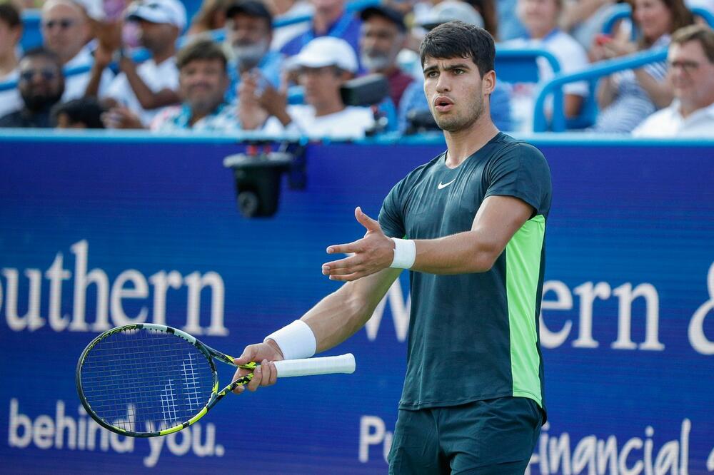 Karlos Alkaras tokom meča sa Novakom Đokovićem