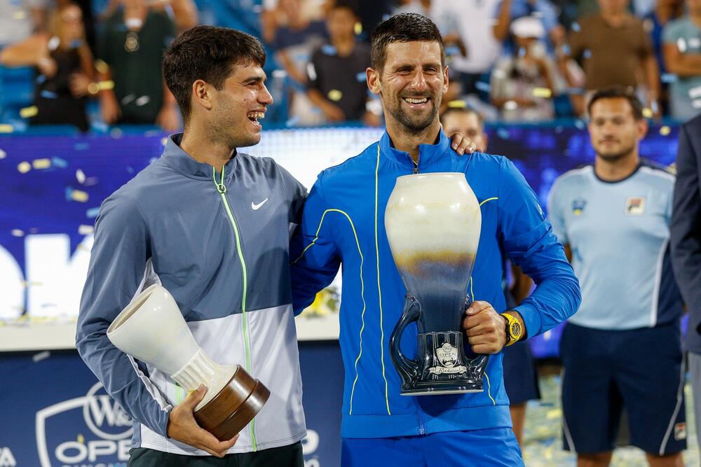 Karlos Alkaras i Novak Đoković posle finala Mastersa u Sinsinatiju