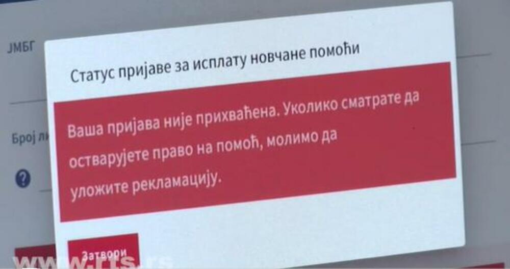 Odbijena prijava za 10.000 dinara