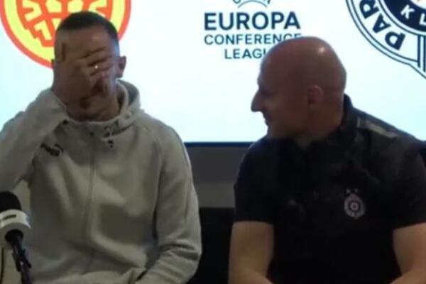 "IDEMO UŽIVO, A JOJ..." Stojković izazvao smeh na konferenciji Partizana, Duljaj ga zagrlio (FOTO)