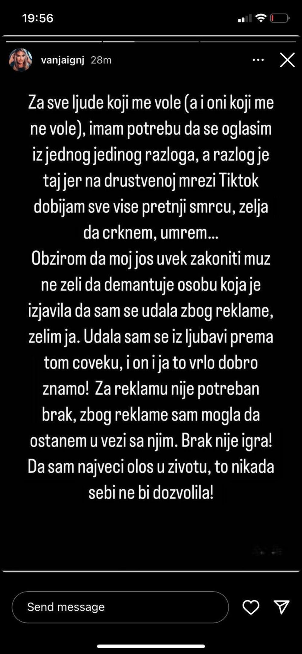 Objava Vanje Ignjatović