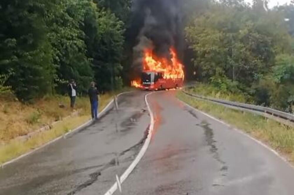 PLANUO AUTOBUS U RIPNJU: Vatra zahvatila i ŠUMU (VIDEO)