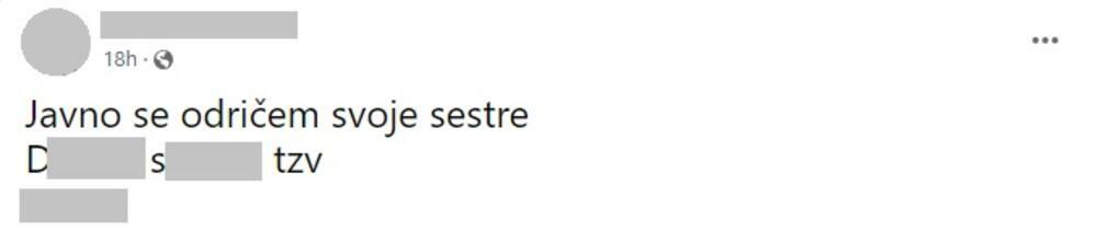 Javno se odrekao sestre