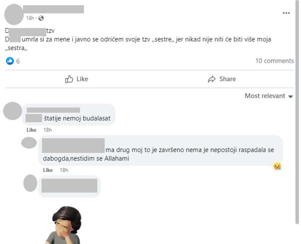 Javno se odrekao sestre