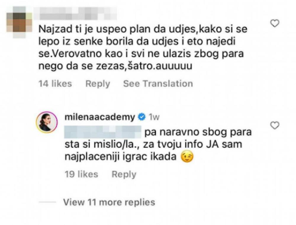 Komentar Milene Kačavende pre ulaska u Elitu