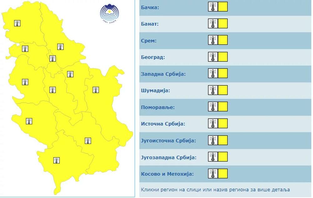 Narednih dana svuda na snazi žuti meteoalarm