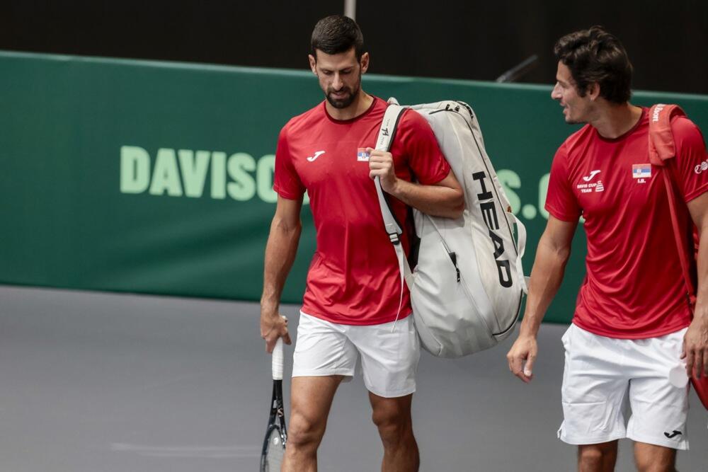 Novak Đoković na treningu Dejvis kup reprezentacije Srbije
