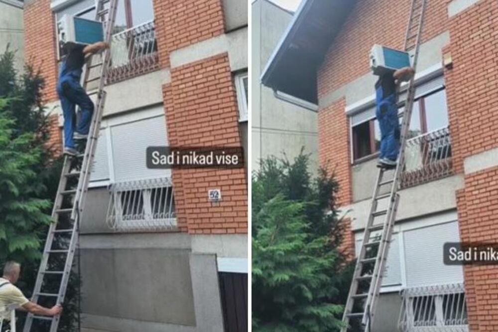 MAJSTOR STAVIO KLIMU NA RAME, PA SE ZAPUTIO NA KROV: Od snimka PODILAZI JEZA, naročito ako imate STRAH od VISINE!