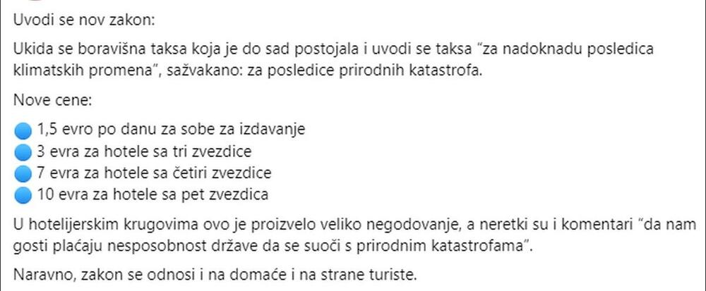 Cena boravišne takse