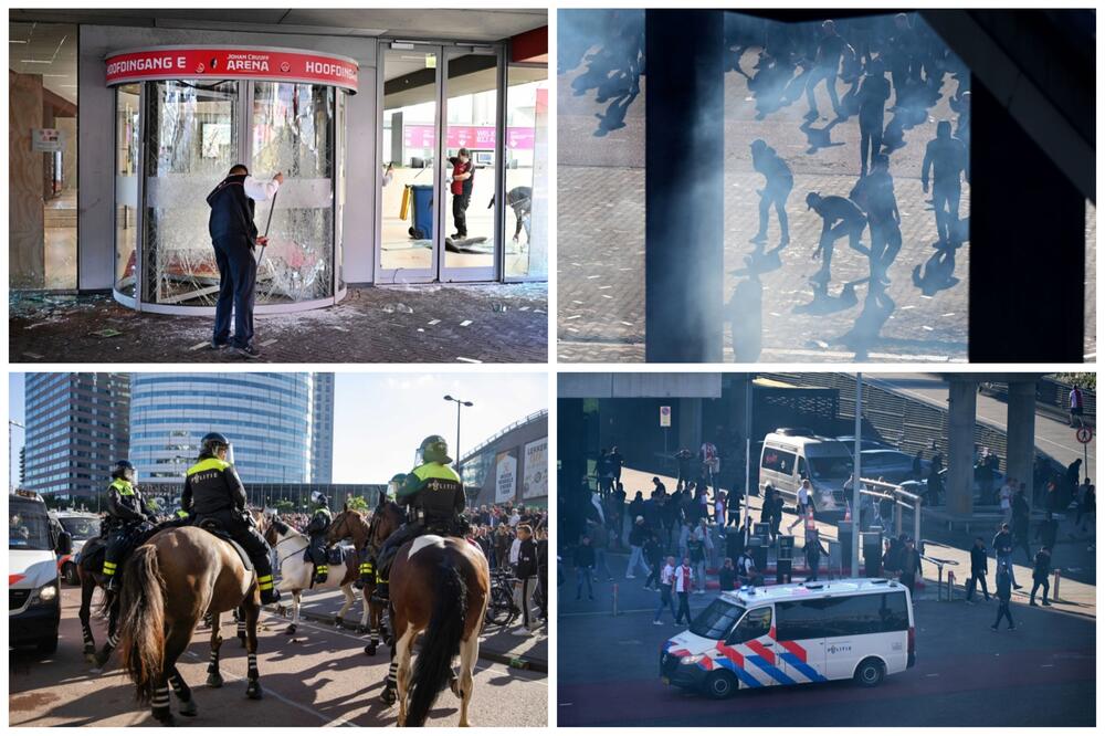 NAVIJAČI AJAKSA BAKLJE I KAMENICE, POLICIJA NA KONJIMA BACALA SUZAVCE! Ratno stanje u Amsterdamu (VIDEO)