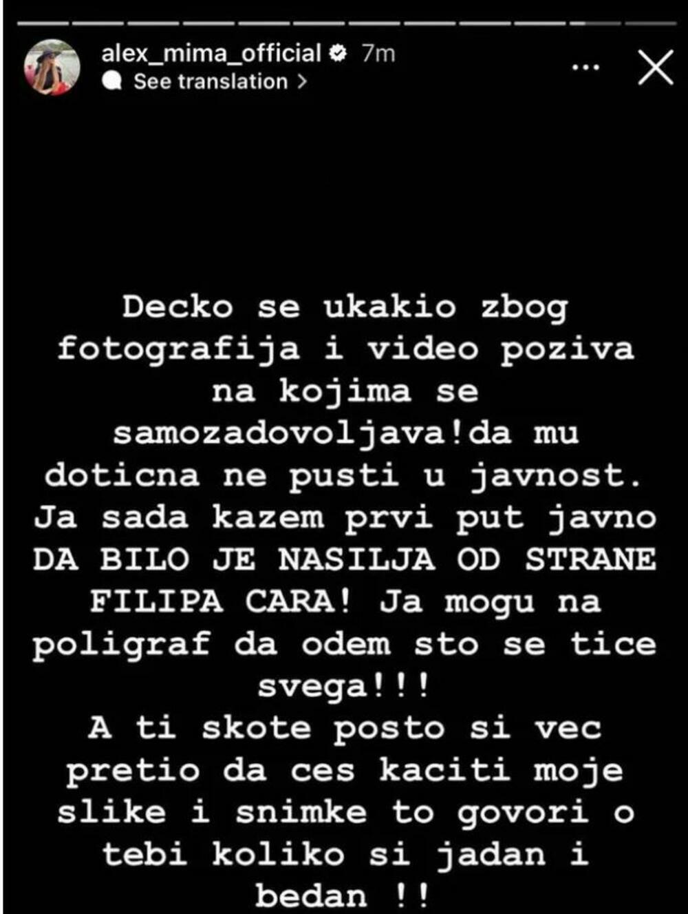 Aleksandra Nikolić iznela nove tvrdnje iz veze sa Filipom Carem