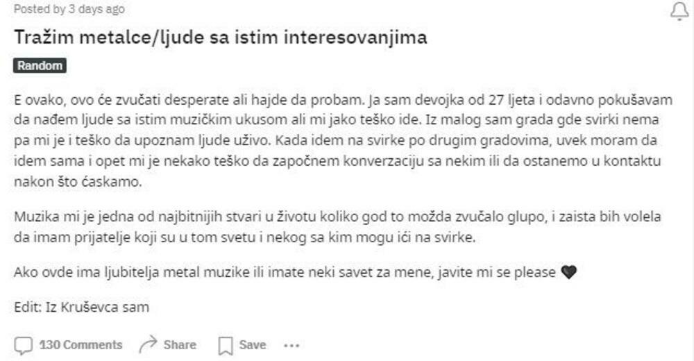 Kruševljanka traži nove prijatelje