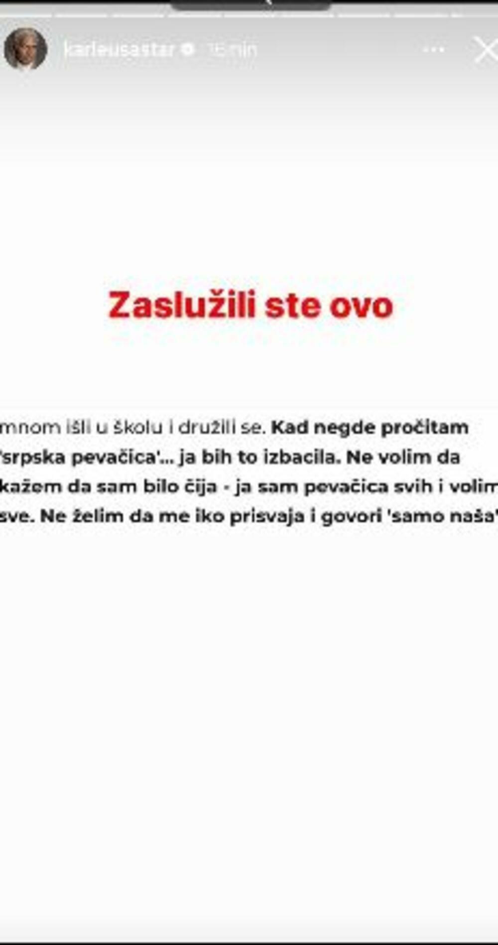 Karleuša se odmah oglasila