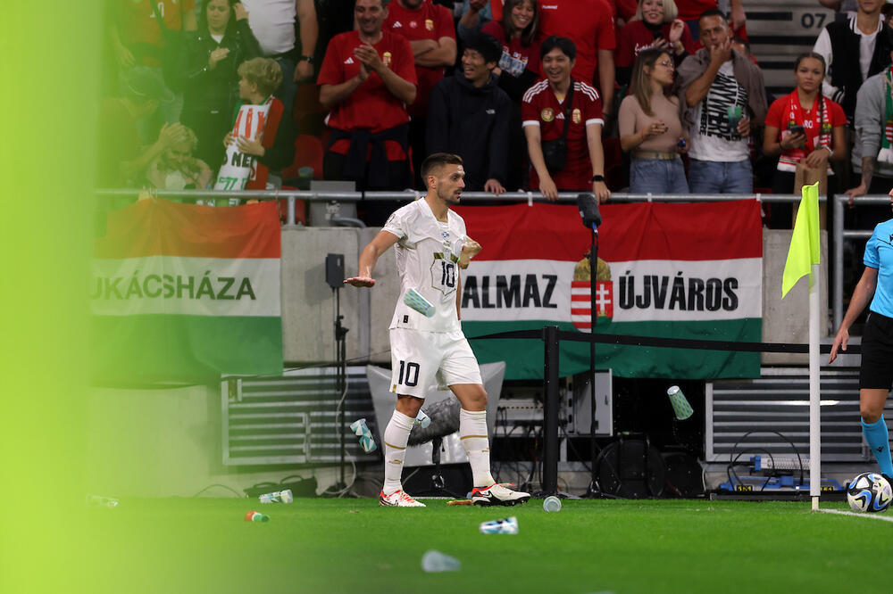 SKANDAL U BUDIMPEŠTI! Navijači gađali Tadića i Mitrovića - Vanju jedva smirili! (VIDEO)