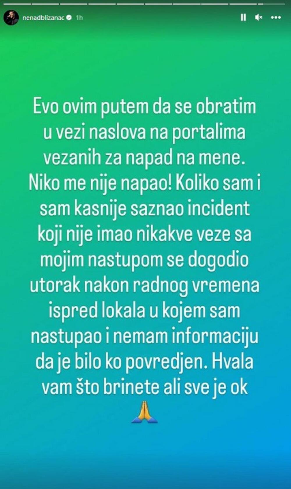 Nenad Jovanović Blizanac o incidentu koji je dogodio u kafani u kojoj je pevao