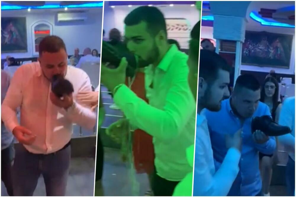 HAOS NA VESELJU U PROKUPLJU, MUZIKA SAMO PIČI: Mladići pili pivo iz cipele broj 46?! (VIDEO)