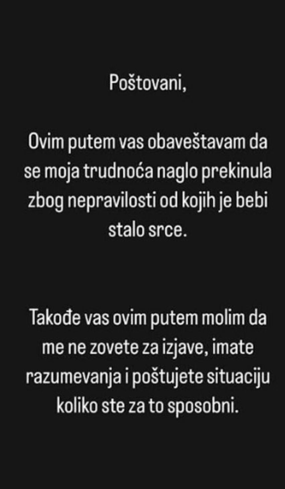 Objava Ane Jovanović