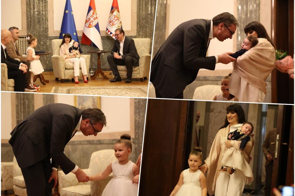 PREDSEDNIK VUČIĆ SA PORODICOM JANKOVIĆ SA KIM: Lazar je HILJADITA BEBA rođena u novoj bolnici u Pasjanu