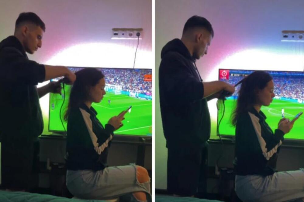 PONUDIO SE DA ISPEGLA DEVOJCI KOSU ZA VREME UTAKMICE: Dok je gledao KLJUČNI POTEZ nije PRIMETIO da joj... (VIDEO)