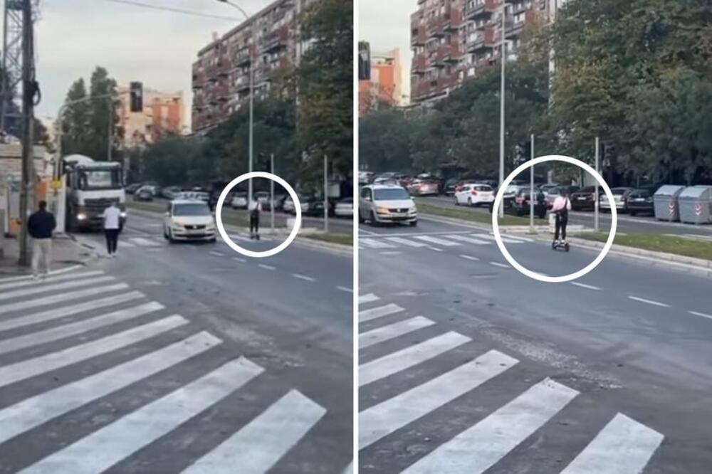 BAHATI SE NA TROTINETU USRED BEOGRADA, LJUDI POLUDELI: Da li je OVA žena NORMALNA, šta je ovo (VIDEO)
