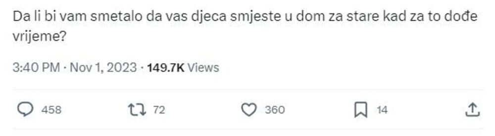 Pitanje na društvenoj mreži 'X'