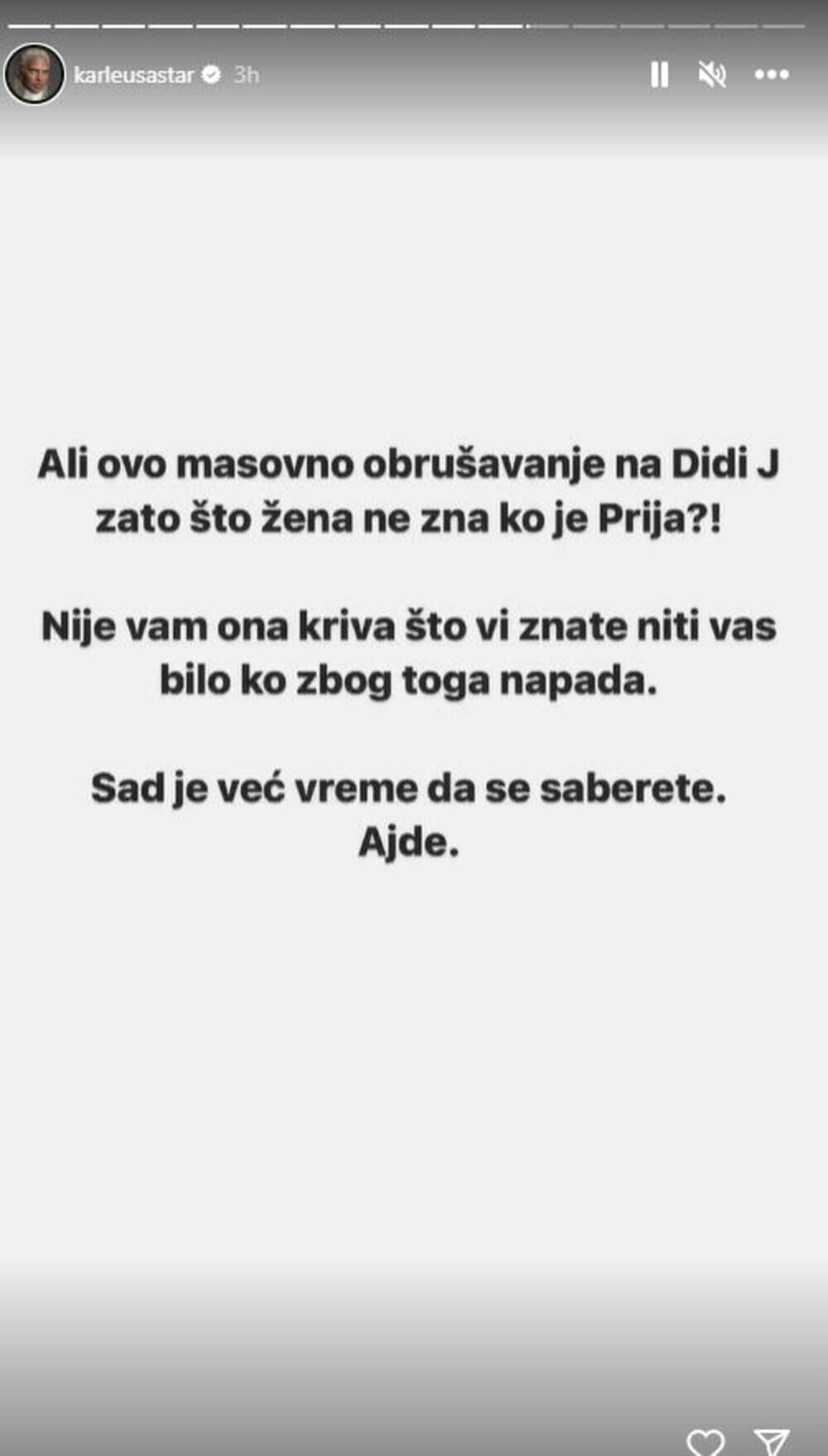 Dijanina  izjava razbesnela je korisnike društvenih mreža, a u pomoć joj je odmah pritekla Jelena Karleuša