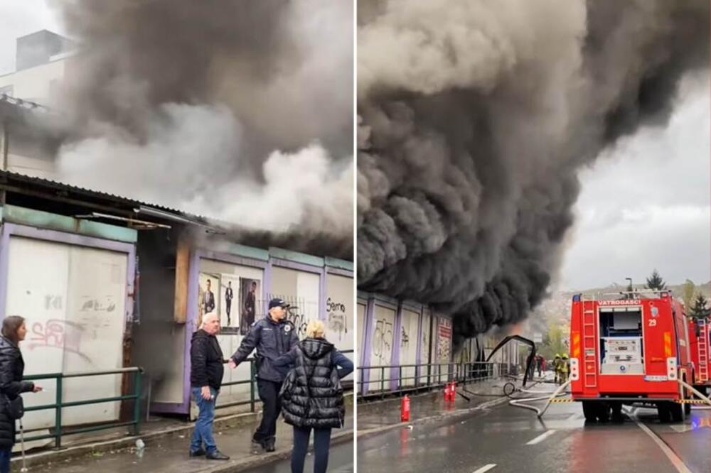 GORI PIJACA U SARAJEVU: Očevici prvo čuli EKSPLOZIJU, a onda je krenuo da KULJA GUST CRNI DIM! (VIDEO)