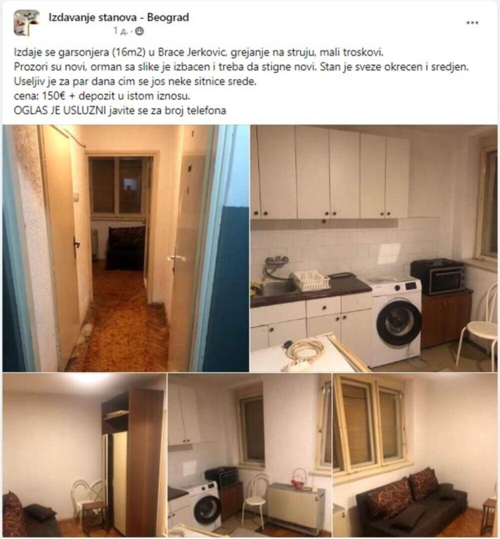 Oglas za stan u Beogradu