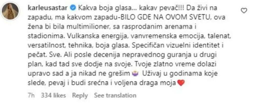 Jelena Karleuša predviđa Stoji lepe stvari u karijeri